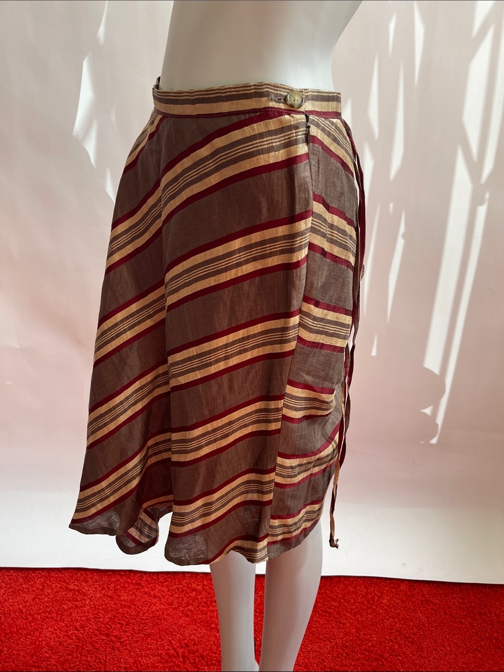 Vivienne Westwood Anglomania 2014 Linen Striped Wrap Skirt IT42 - Picture 5 of 14